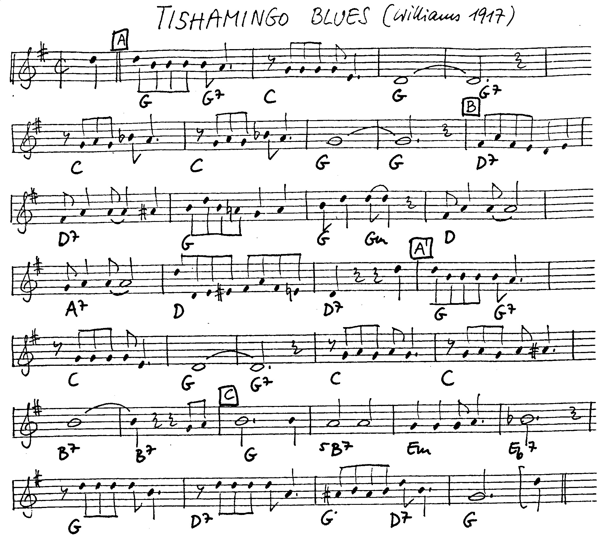 tishamingo blues leadsheet – book us for your next 20s or gatsby event